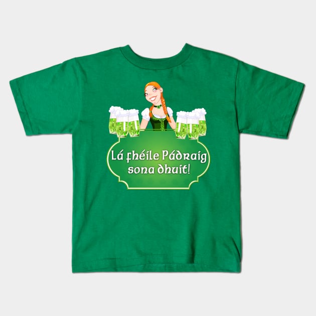 Happy St Patricks Day in Irish Kids T-Shirt by Scarebaby